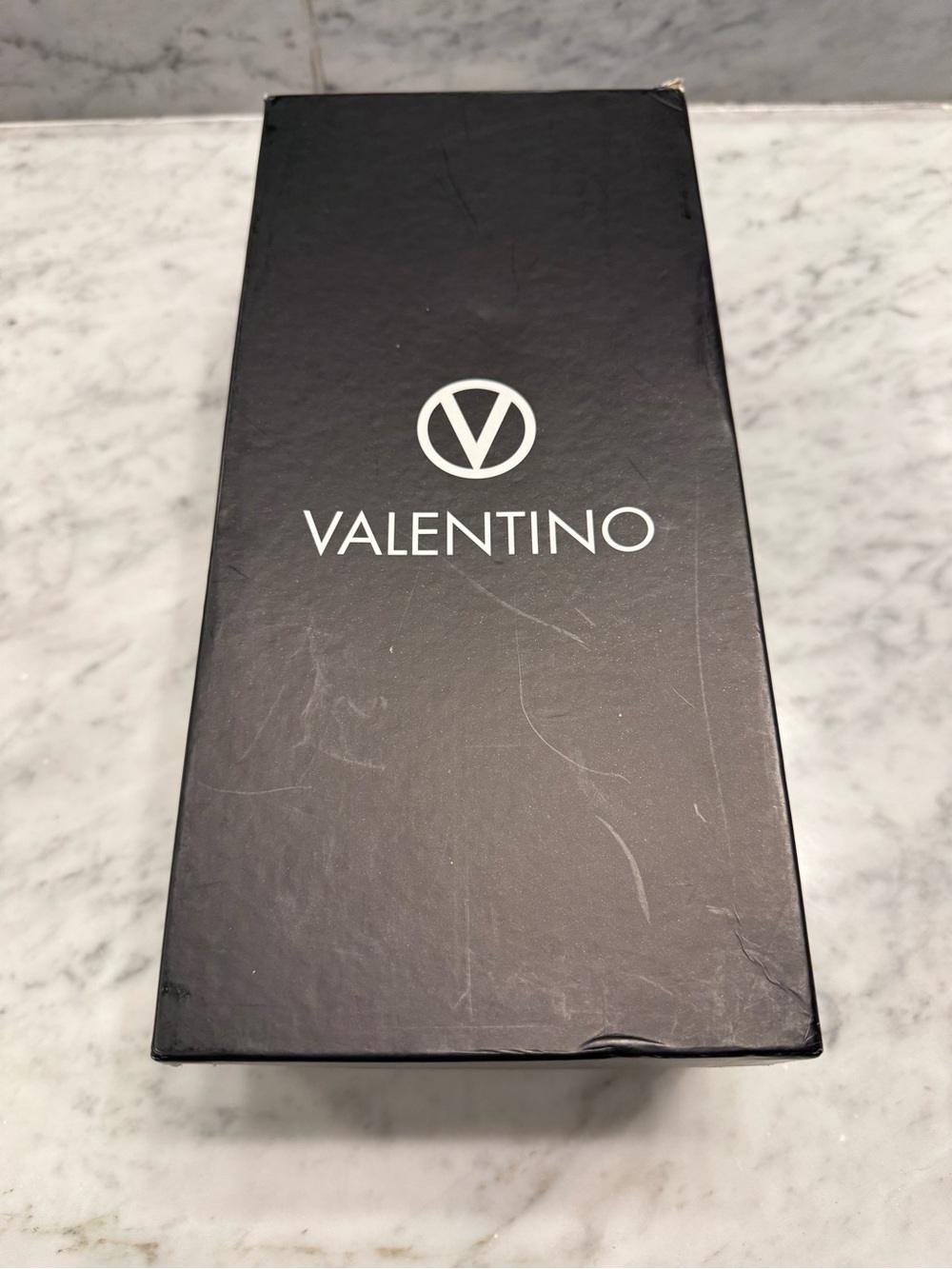 Valentino Women’s Black Leather Slide Sandals with Gold and Black Logo - Picture 6 of 6